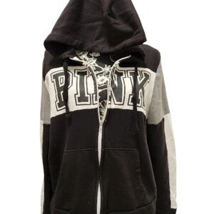 Victorias Secret Black & White Zip-up Hoodie